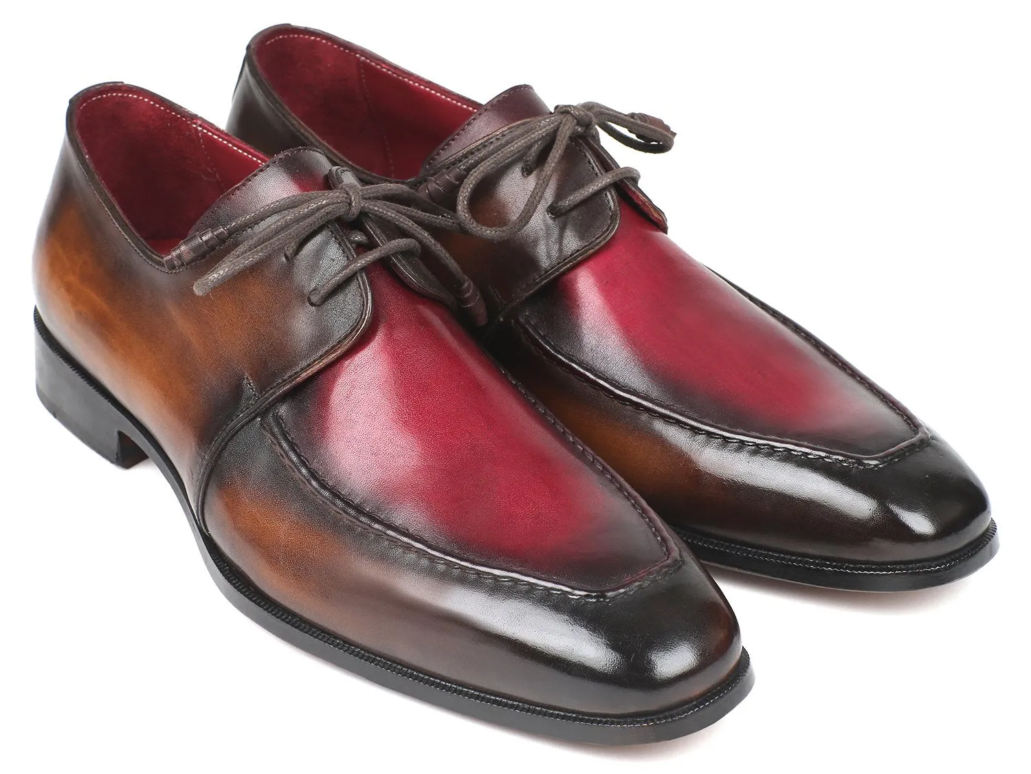 Paul Parkman Schuhe Paul Parkman Herren Schürze Leder Derby Schuhe in Braun & Bordeaux Zweifarbton