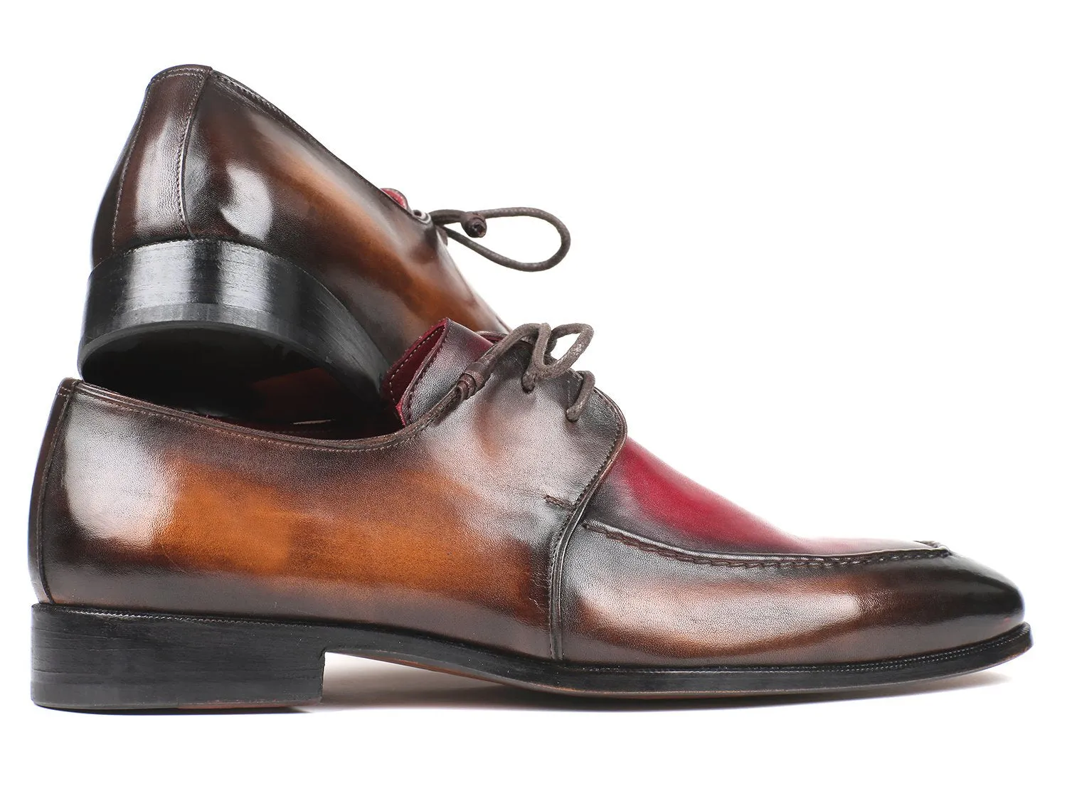 Paul Parkman Schuhe Paul Parkman Herren Schürze Leder Derby Schuhe in Braun & Bordeaux Zweifarbton