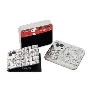 PEANUTS JOE COOL COMIC AOP Brieftasche mit zwei Fächern, schlanke Brieftasche mit dekorativer Dose für Herren und Damen, ecco Schuhe