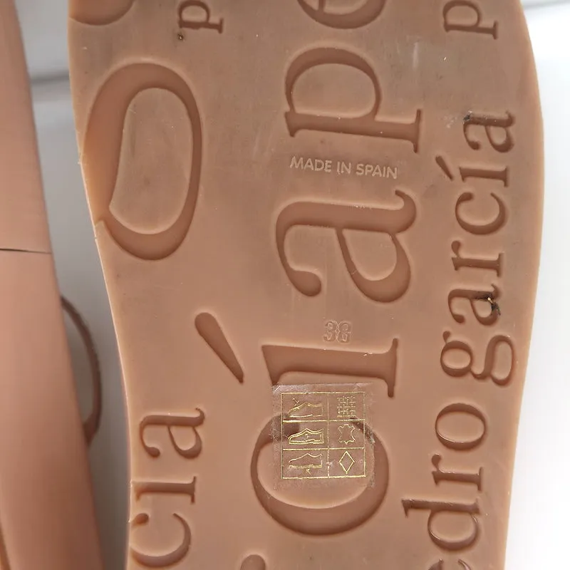 Pedro Garcia Alania Kristallbesetzte Slide-Sandalen Rosé Blush Leder Größe 38
