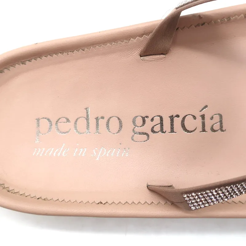Pedro Garcia Alania Kristallbesetzte Slide-Sandalen Rosé Blush Leder Größe 38
