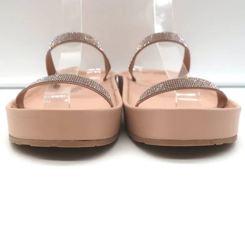 Pedro Garcia Alania Kristallbesetzte Slide-Sandalen Rosé Blush Leder Größe 38