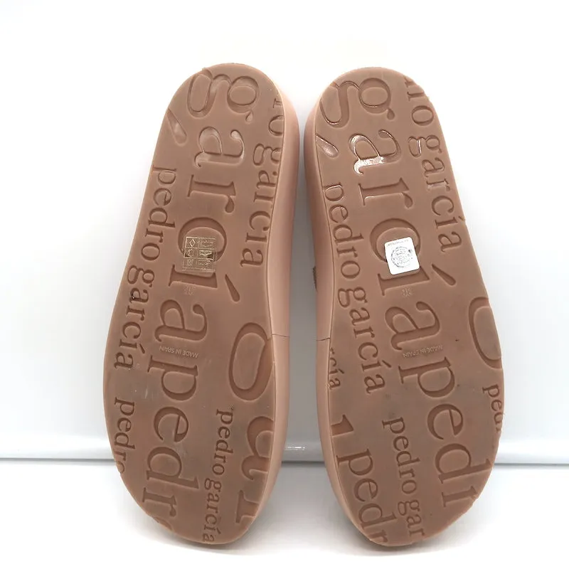 Pedro Garcia Alania Kristallbesetzte Slide-Sandalen Rosé Blush Leder Größe 38