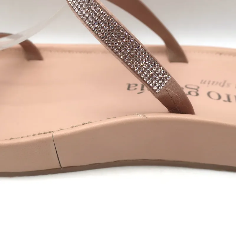 Pedro Garcia Alania Kristallbesetzte Slide-Sandalen Rosé Blush Leder Größe 38