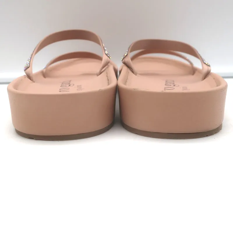 Pedro Garcia Alania Kristallbesetzte Slide-Sandalen Rosé Blush Leder Größe 38