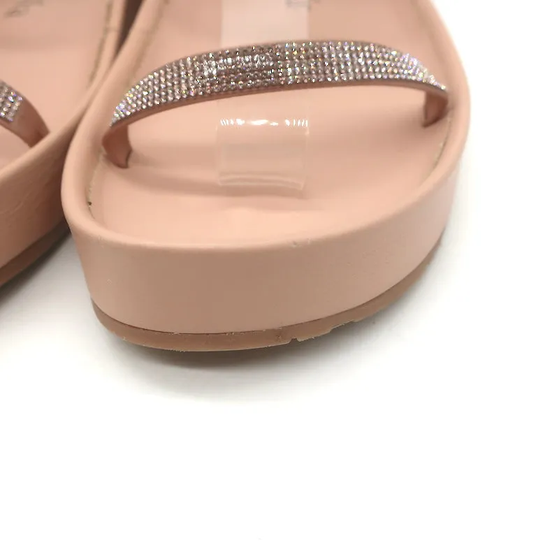 Pedro Garcia Alania Kristallbesetzte Slide-Sandalen Rosé Blush Leder Größe 38