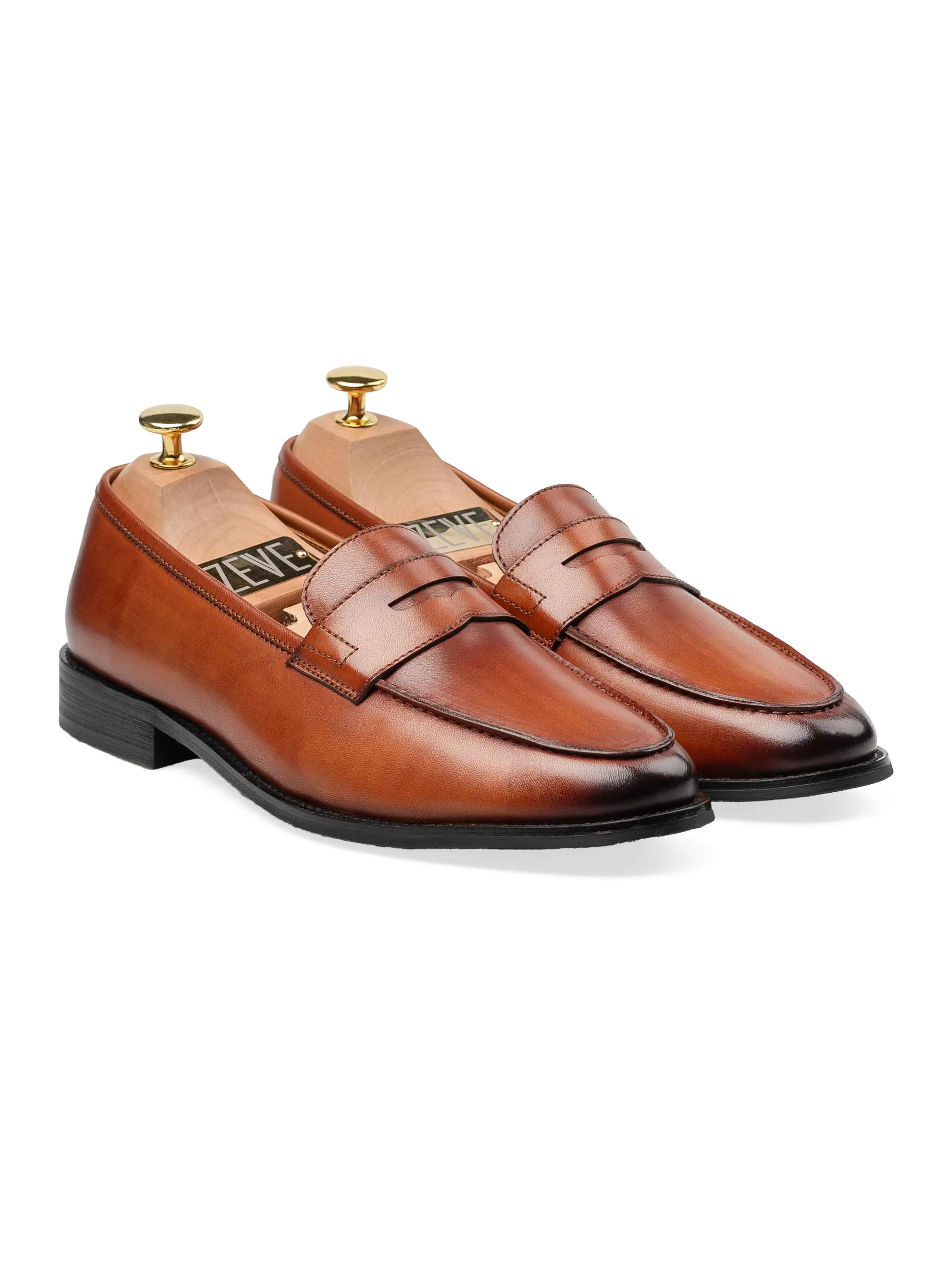 Penny Loafer - Cognacbraun (Handbemalte Patina)
