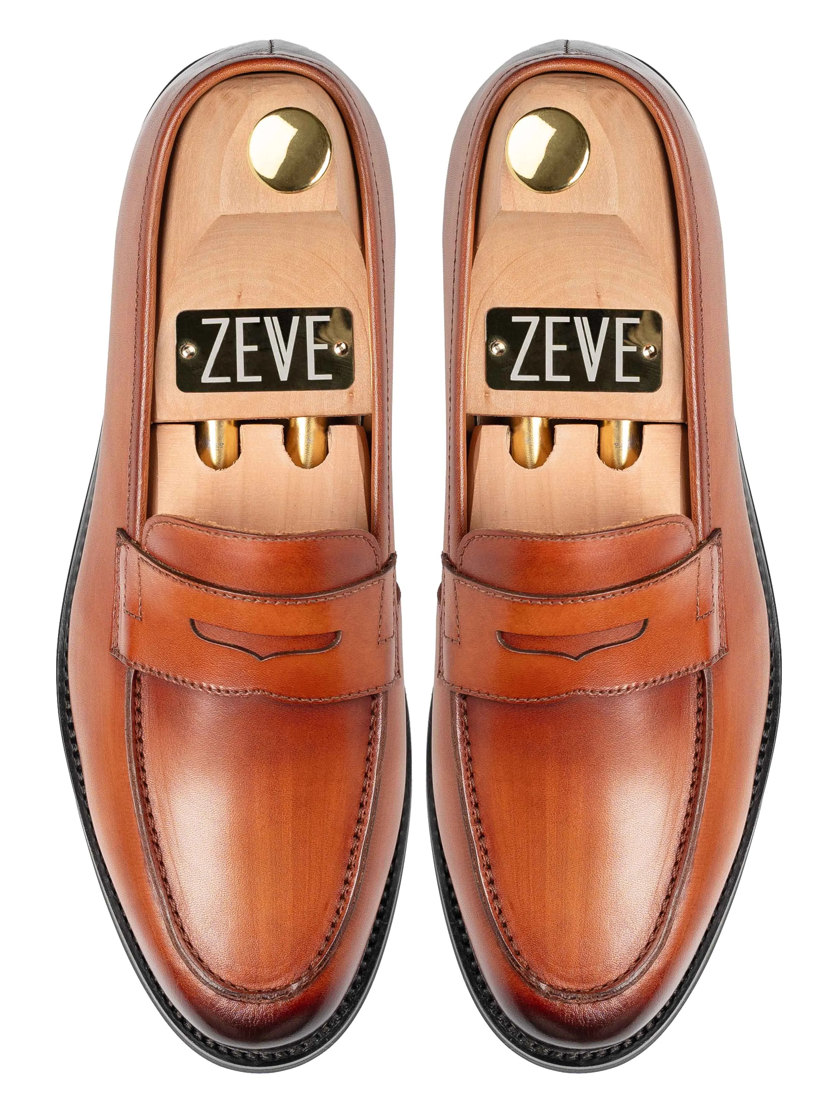 Penny Loafer - Cognacbraun (Handbemalte Patina)