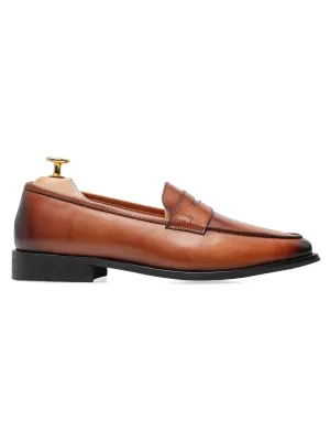 Penny Loafer - Cognacbraun (Handbemalte Patina)