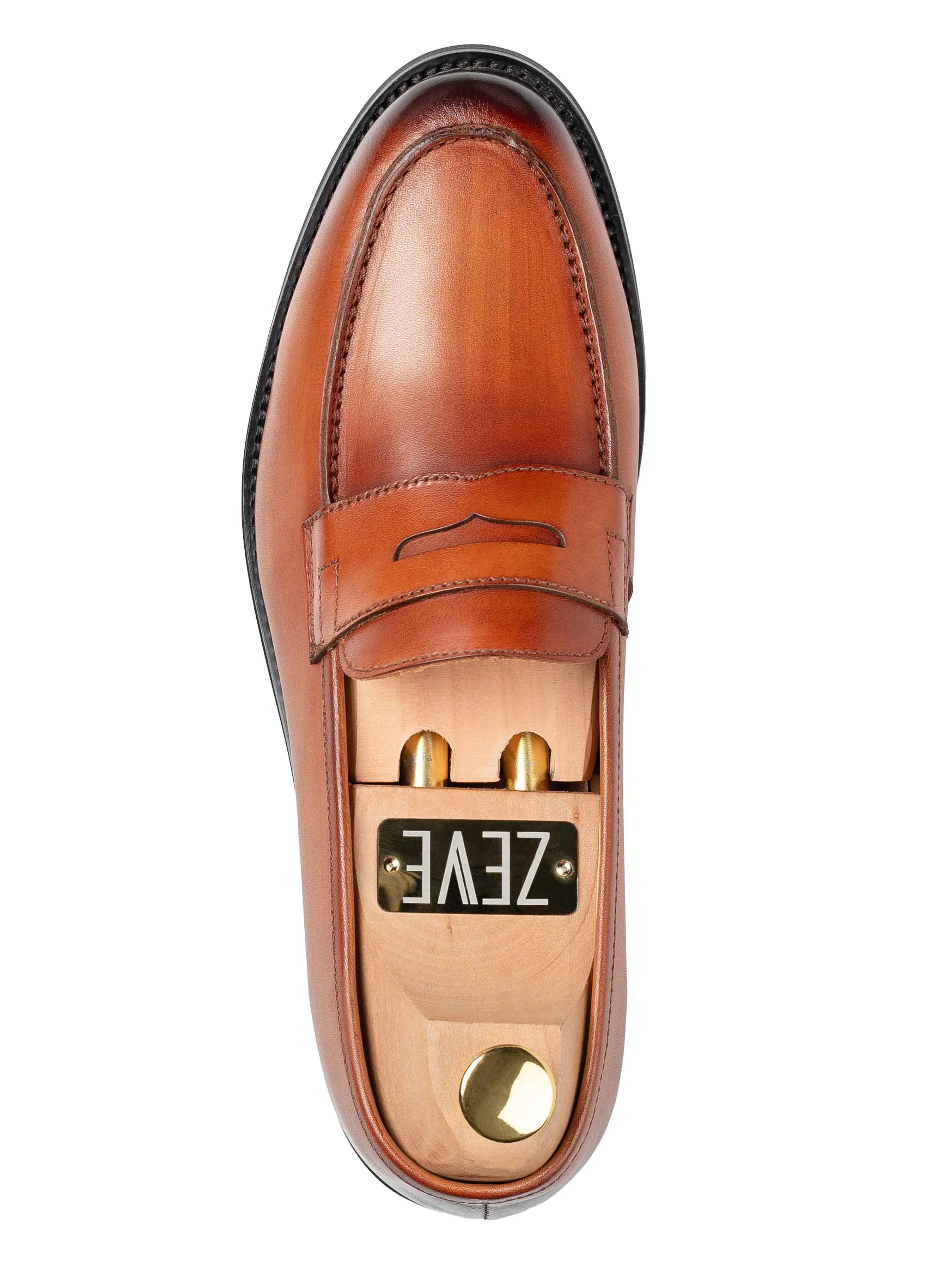 Penny Loafer - Cognacbraun (Handbemalte Patina)