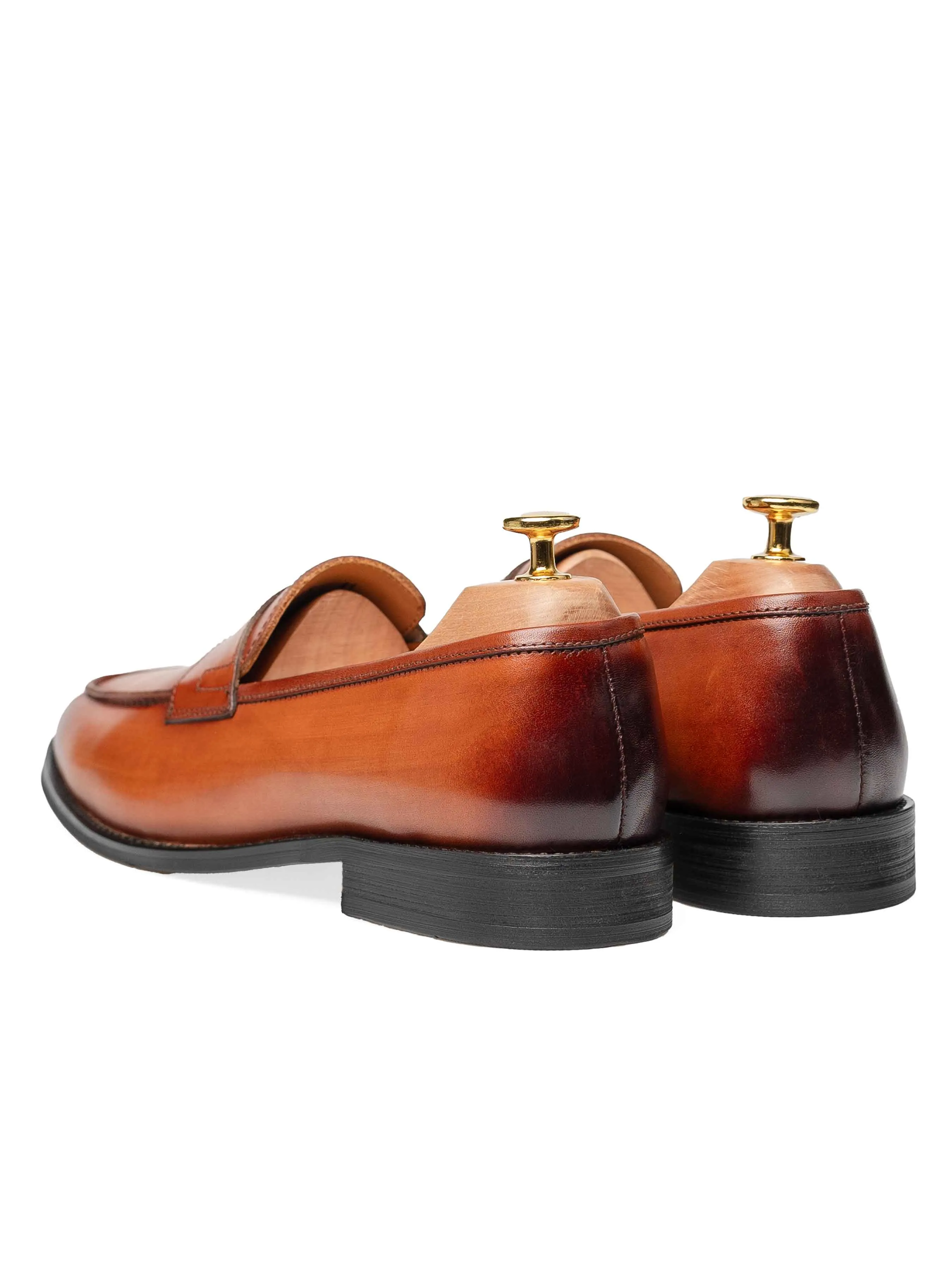 Penny Loafer - Cognacbraun (Handbemalte Patina)