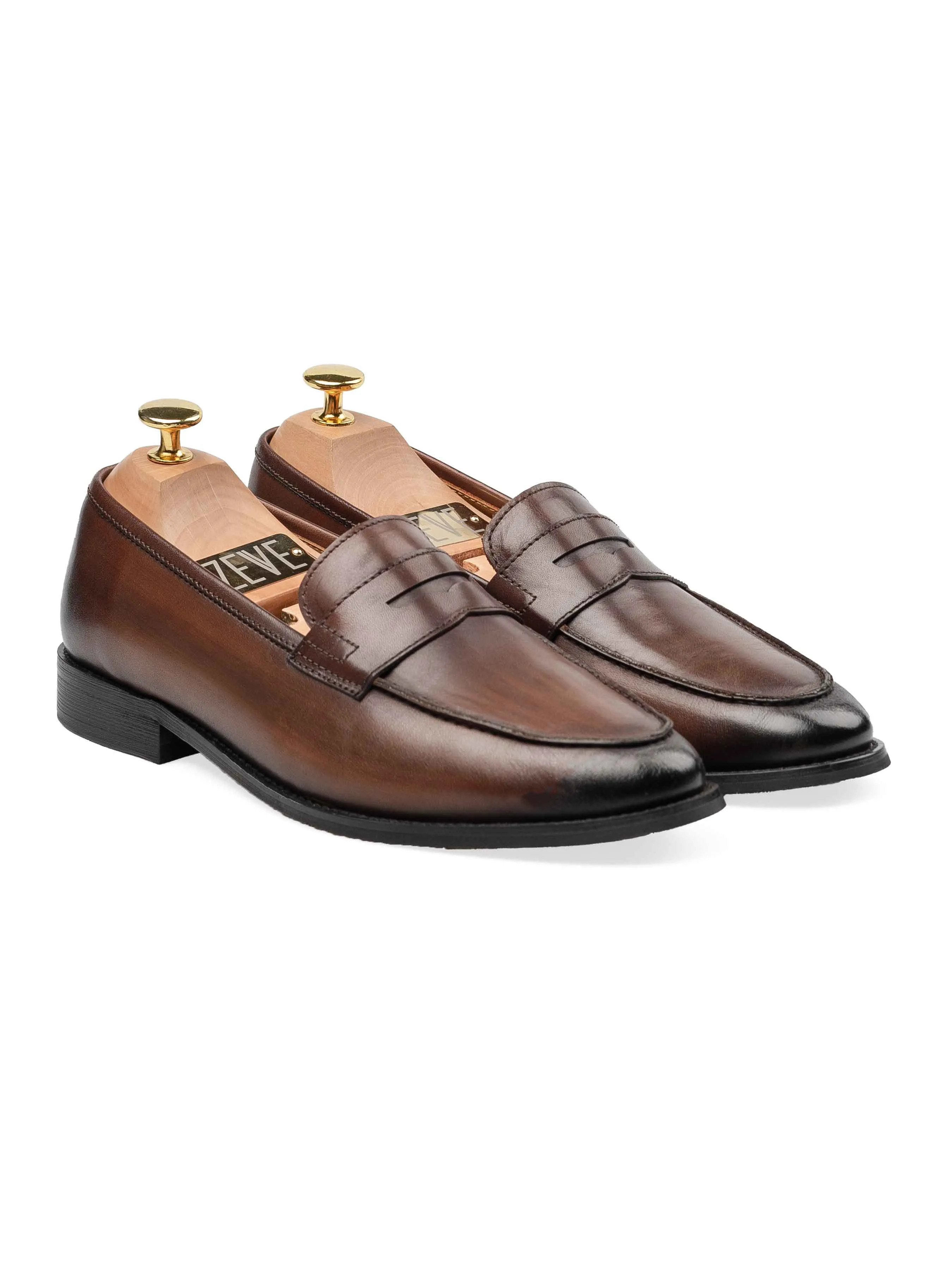Penny Loafer - Dunkelbraun (Handbemalte Patina)