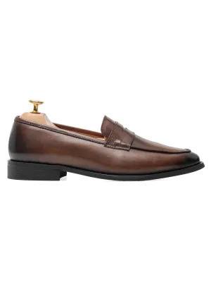 Penny Loafer - Dunkelbraun (Handbemalte Patina)