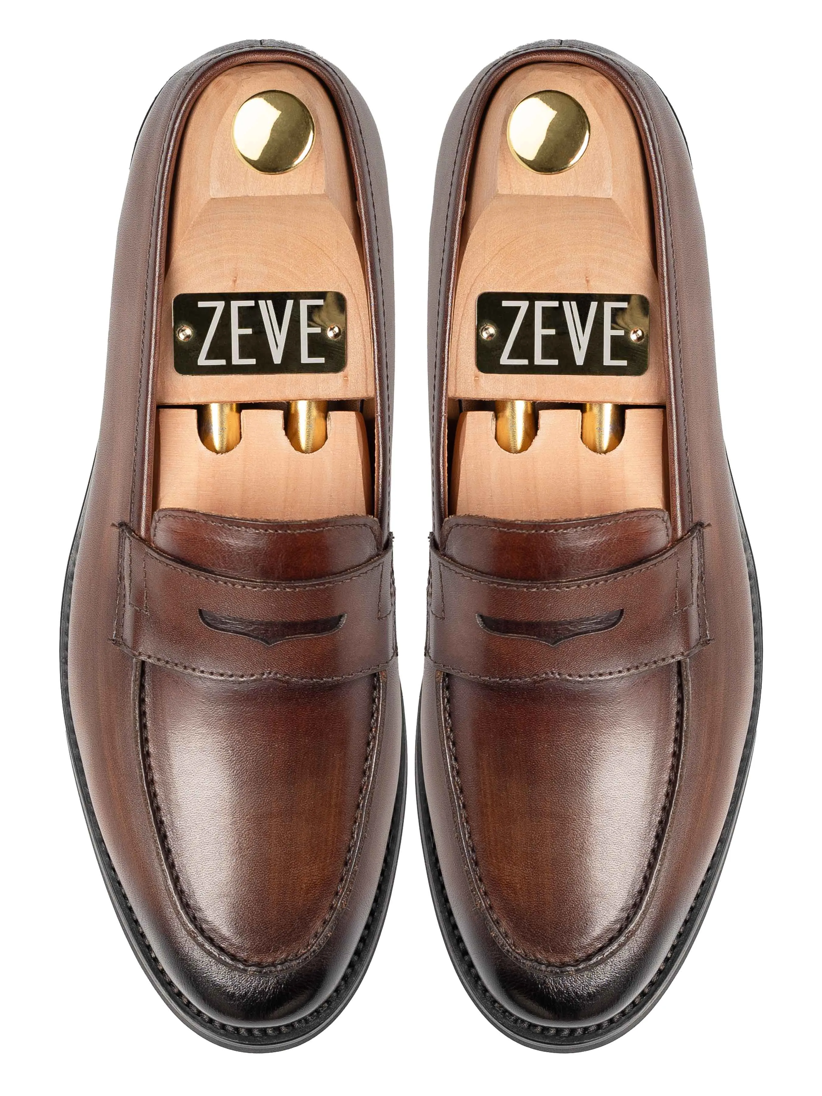 Penny Loafer - Dunkelbraun (Handbemalte Patina)
