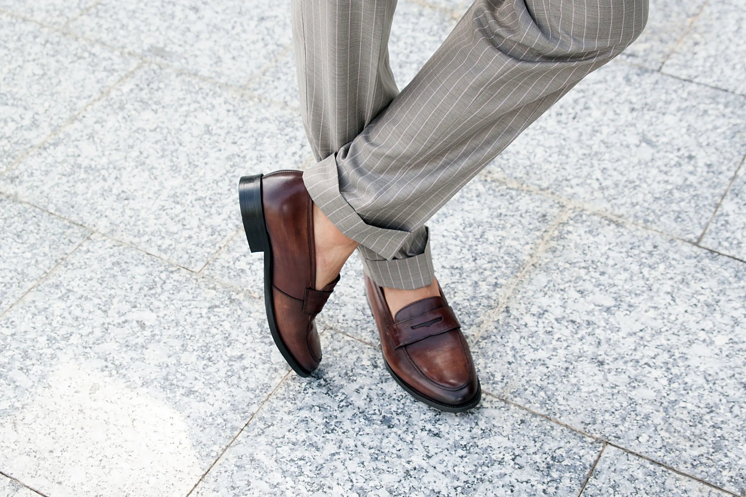 Penny Loafer - Dunkelbraun (Handbemalte Patina)