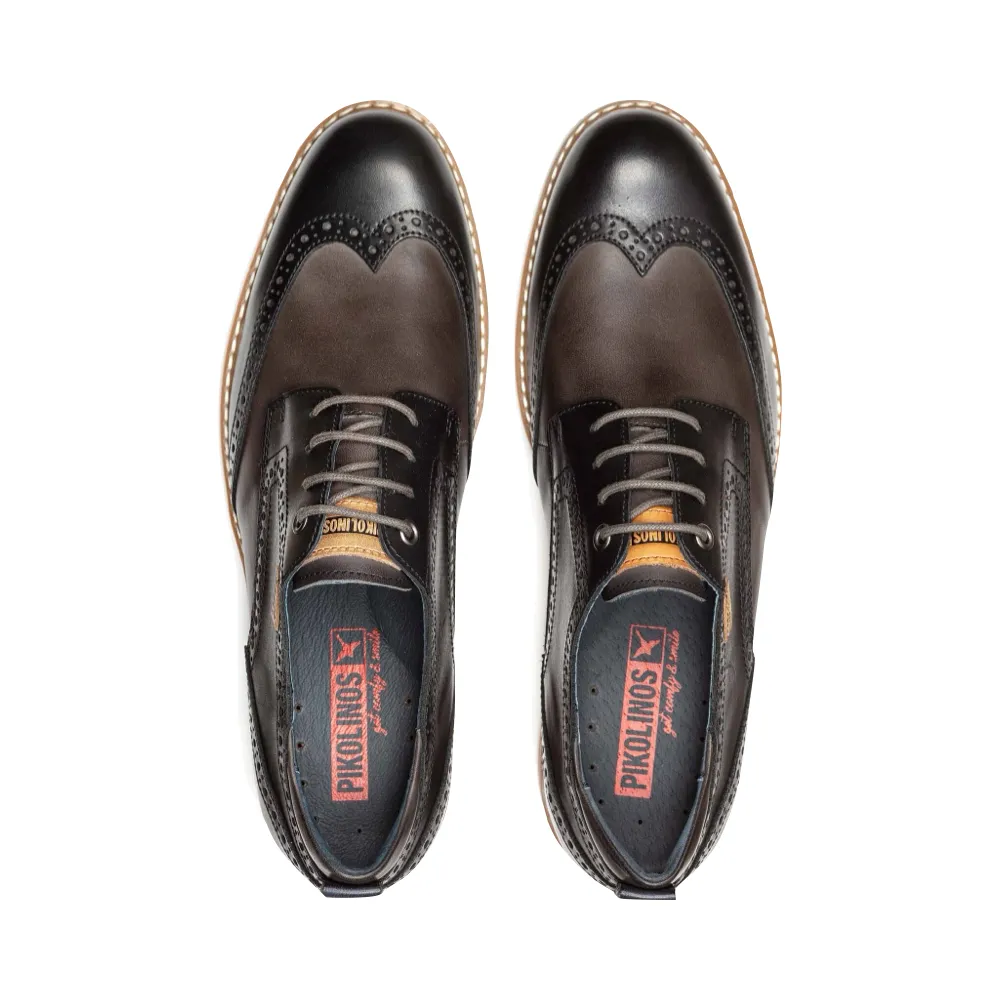 Pikolinos Herren Avila Leder Wingtip Schnürschuh in Schwarz