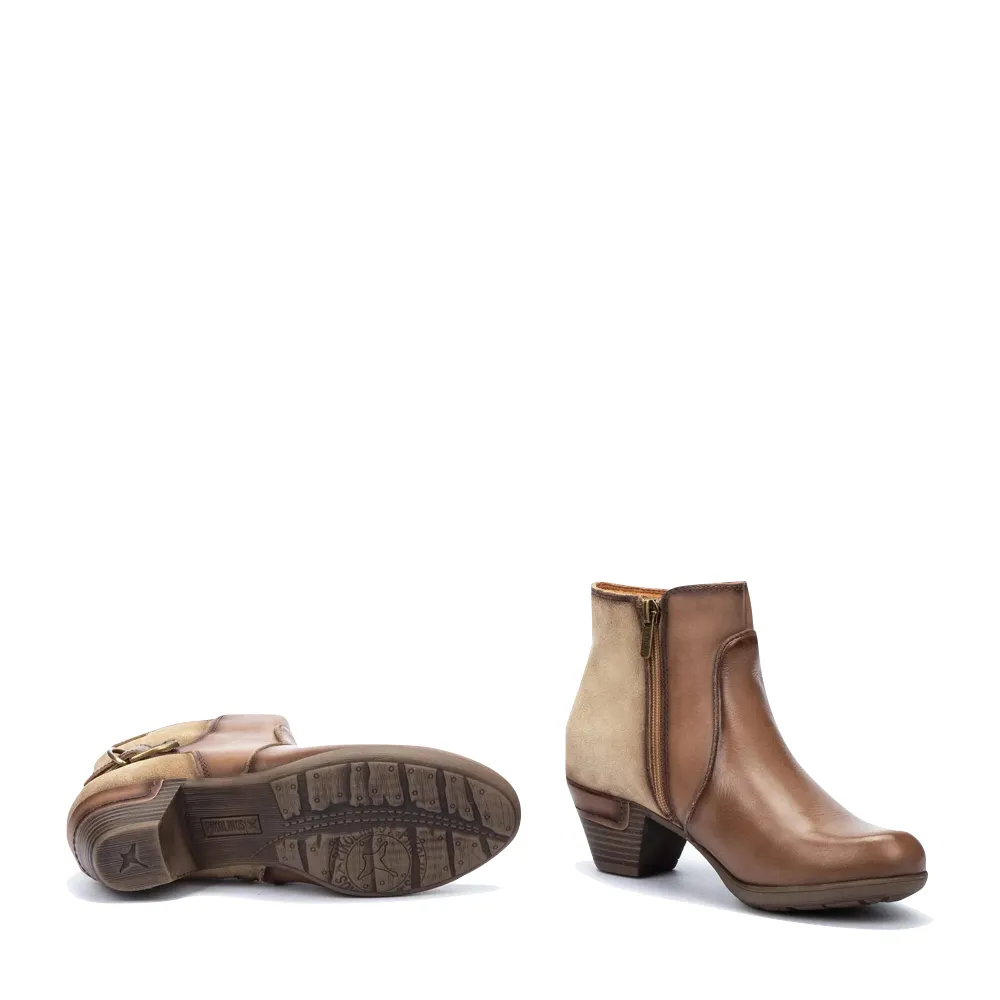 Pikolinos Damen Rotterdam Leder Stiefeletten mit Seitlichem Reißverschluss in Siena Beige
