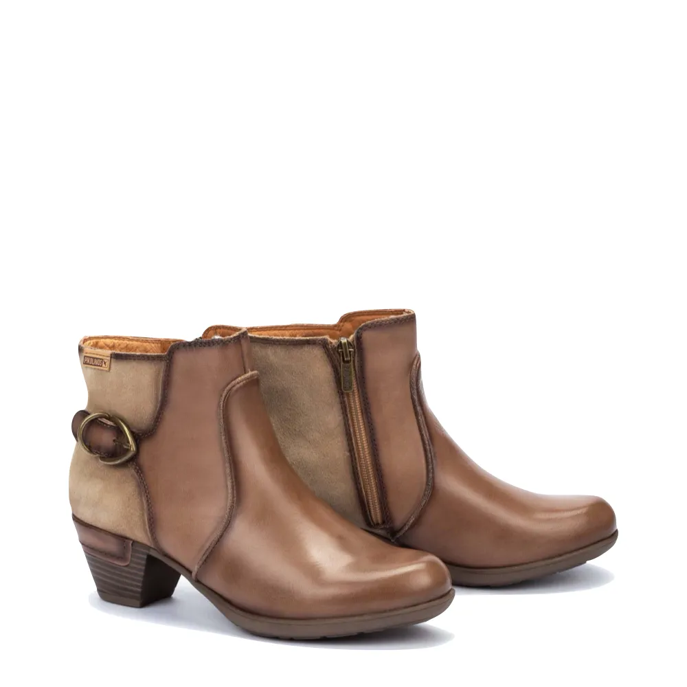 Pikolinos Damen Rotterdam Leder Stiefeletten mit Seitlichem Reißverschluss in Siena Beige