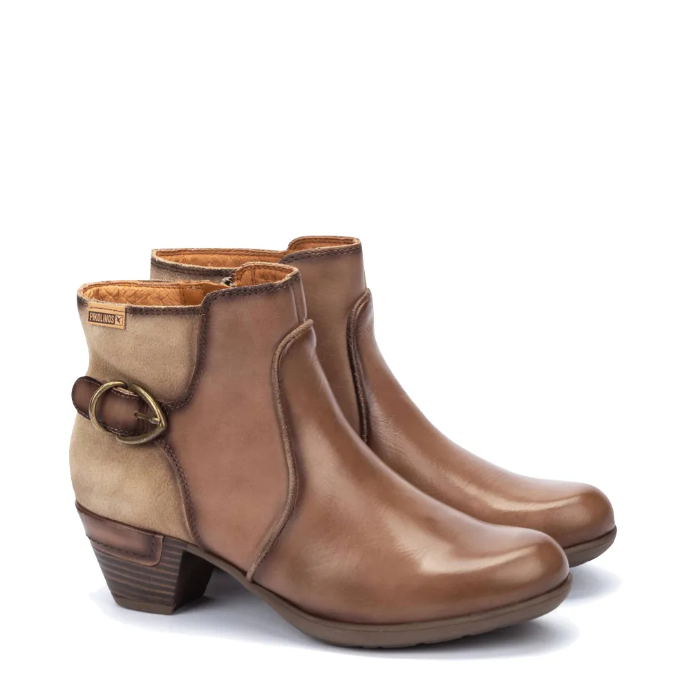 Pikolinos Damen Rotterdam Leder Stiefeletten mit Seitlichem Reißverschluss in Siena Beige
