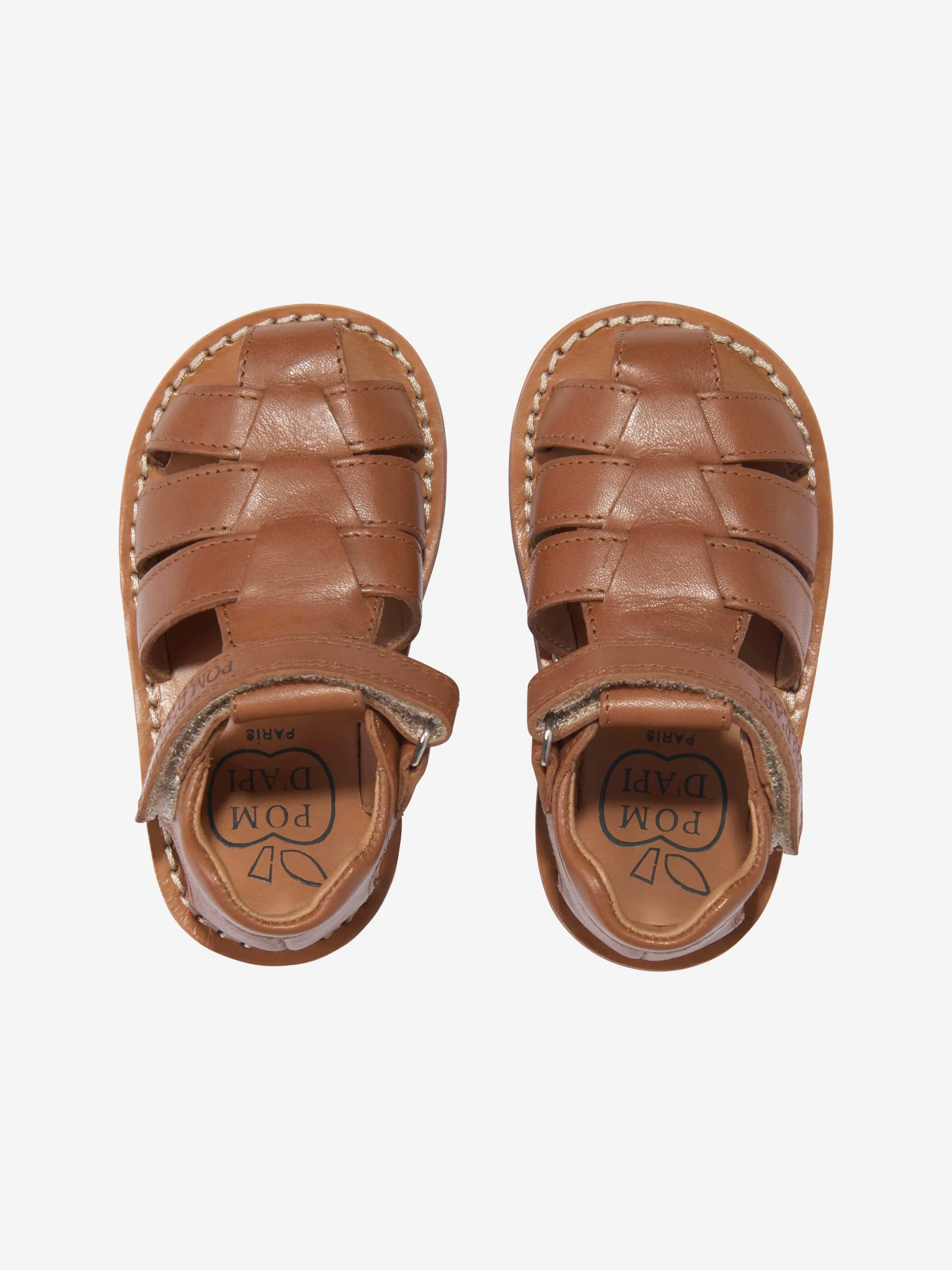 Pom D'Api Kinder Leder Waff Papy Sandalen in Kamel