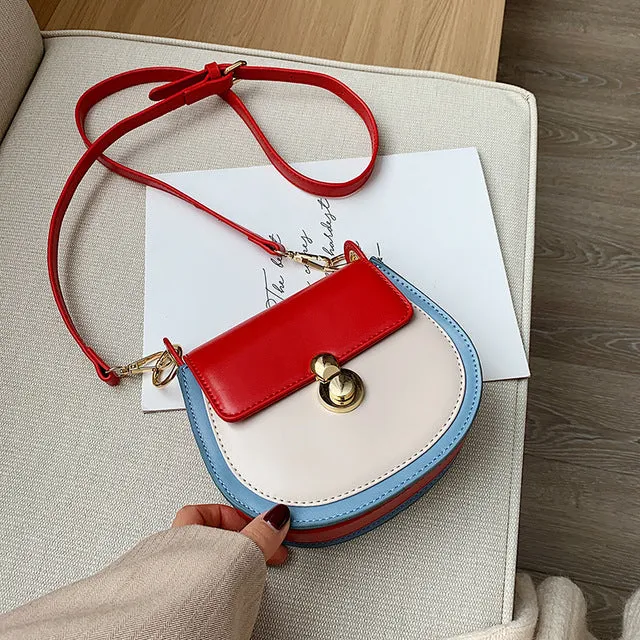 PU-Leder Umhängetasche mit Kontrastfarben für Damen 2020 Modische kleine Schultertasche Damenhandtaschen und Geldbörsen Reisetaschen Fashion Nova Taschen