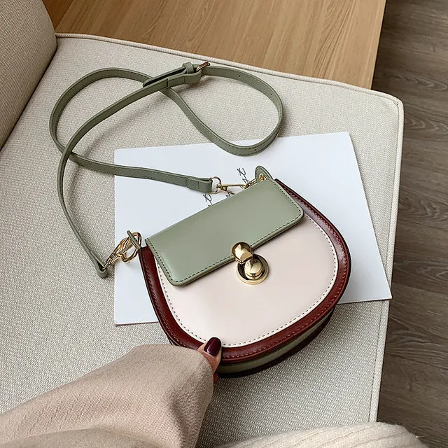 PU-Leder Umhängetasche mit Kontrastfarben für Damen 2020 Modische kleine Schultertasche Damenhandtaschen und Geldbörsen Reisetaschen Fashion Nova Taschen