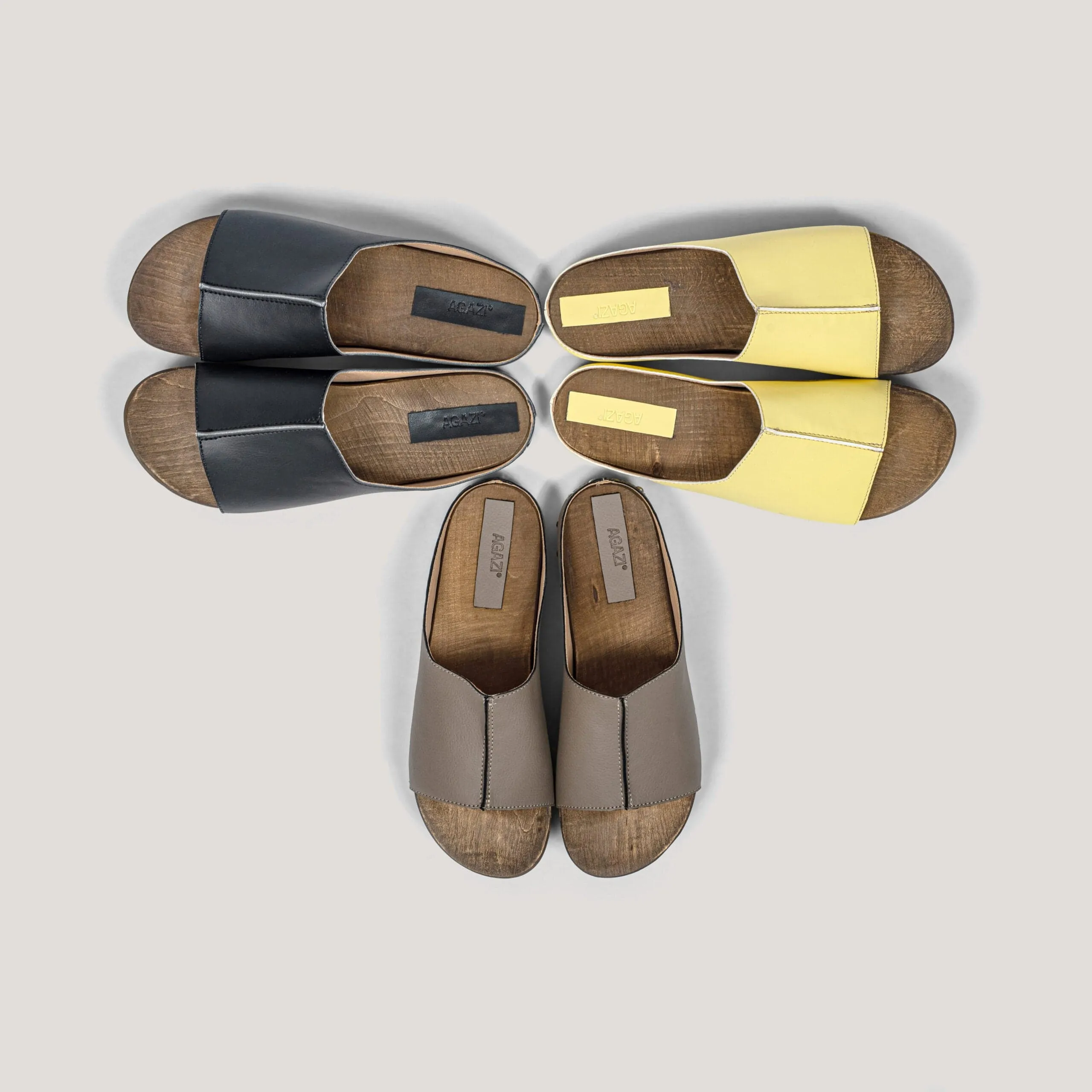 Recycelte vegane Holz-Leder Clogs | Gelb