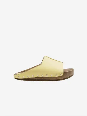 Recycelte vegane Holz-Leder Clogs | Gelb