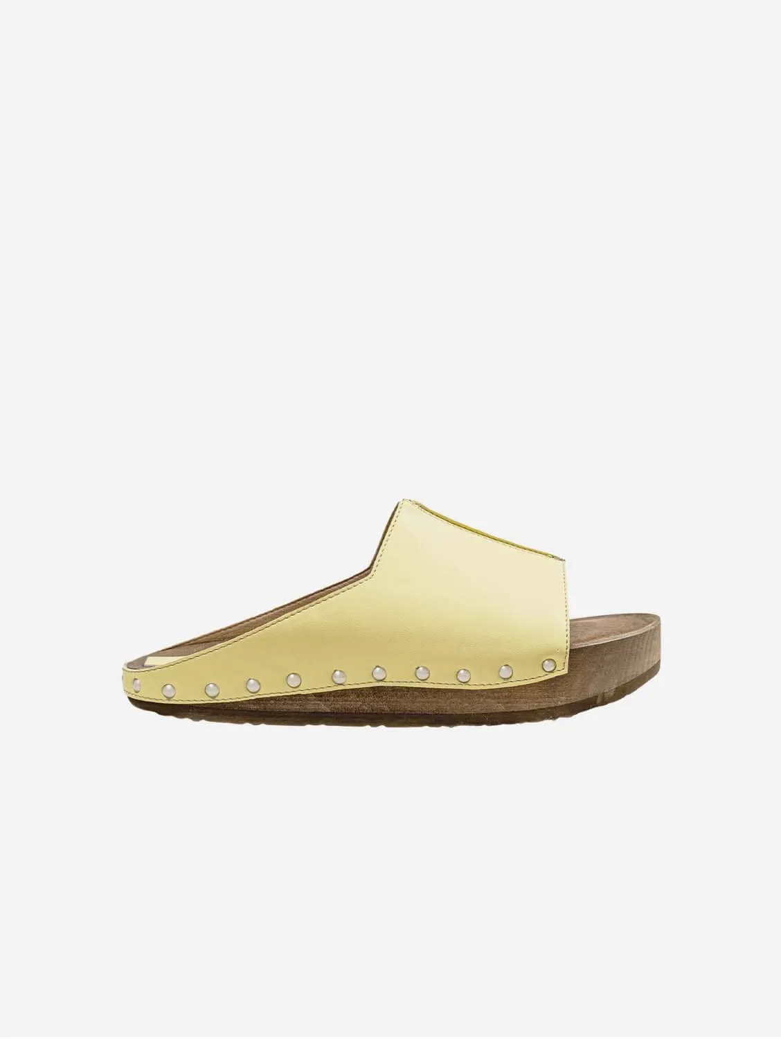 Recycelte vegane Holz-Leder Clogs | Gelb