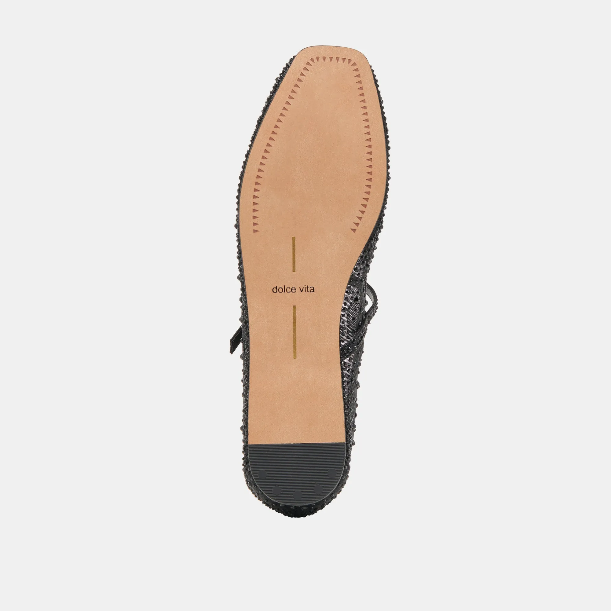 REYES CRYSTAL BALLET FLATS SCHWARZES MESH
