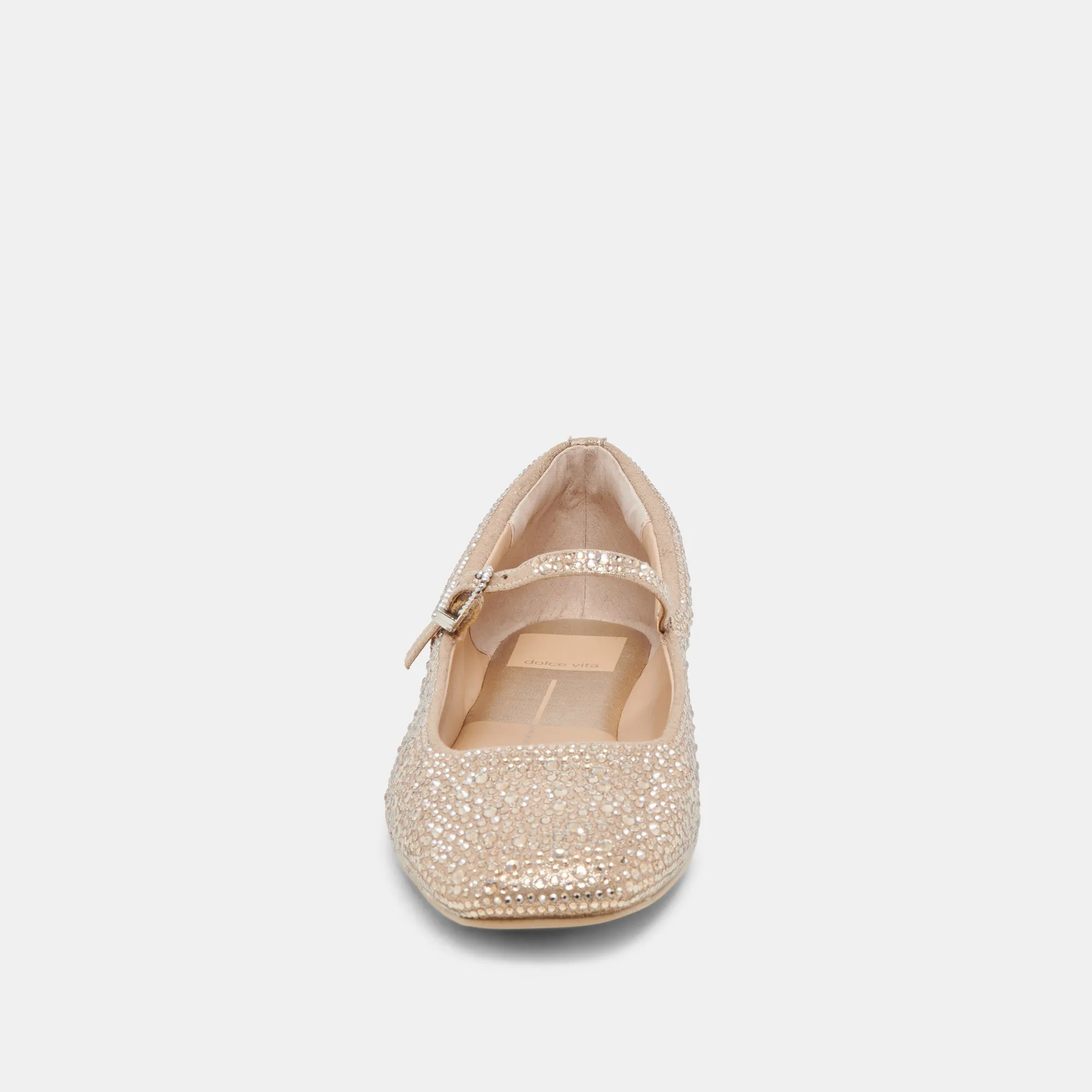 REYES BALLERINAS MIT KRISTALLBESATZ IN HELLGOLD