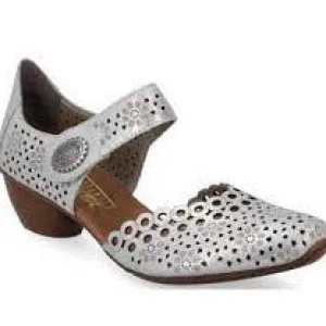 Rieker Schuhe 43753-90 Silber Metallic Mary Jane