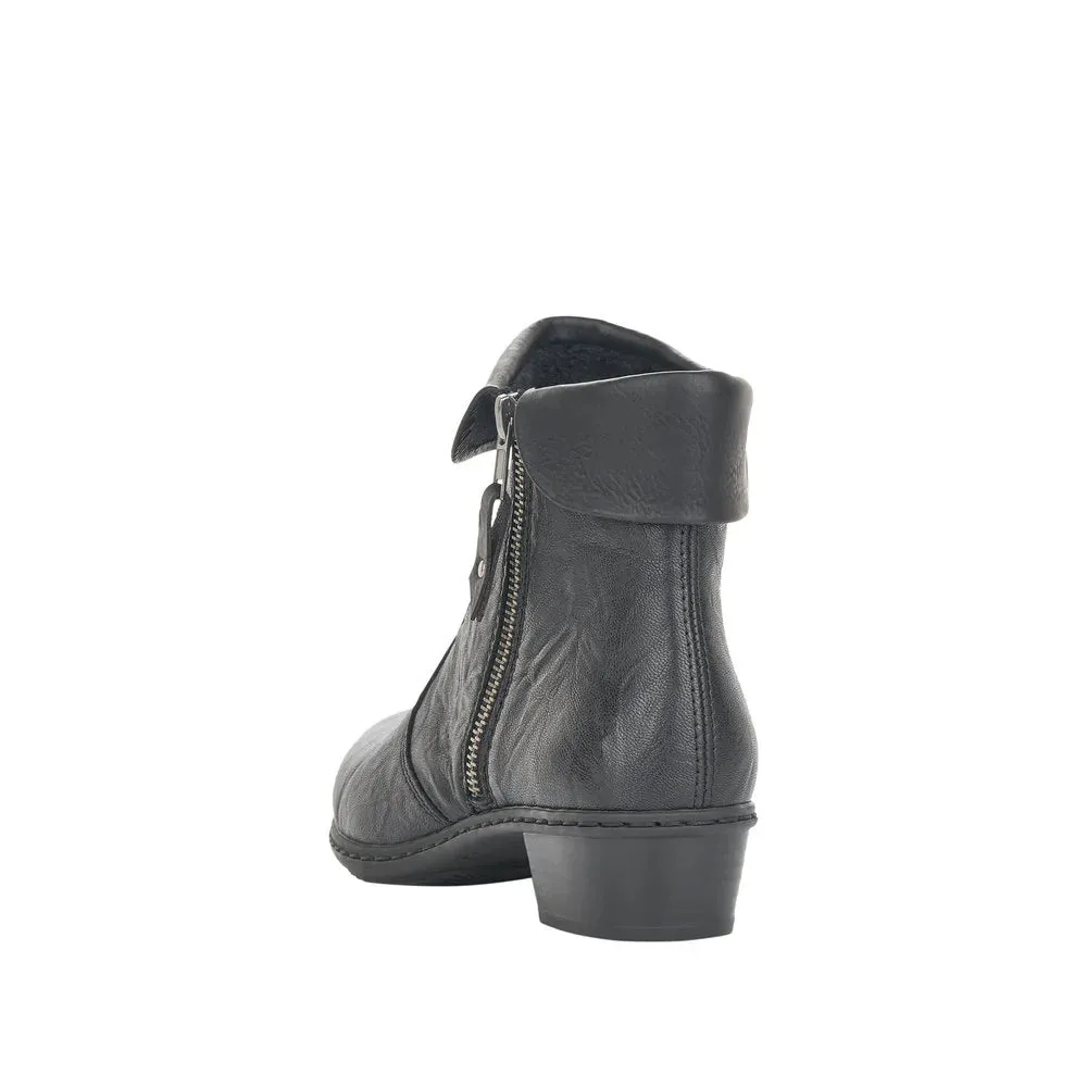Rieker Schuhe Y07A8-01 Knöchel seitlicher Reißverschluss Bund Schwarz