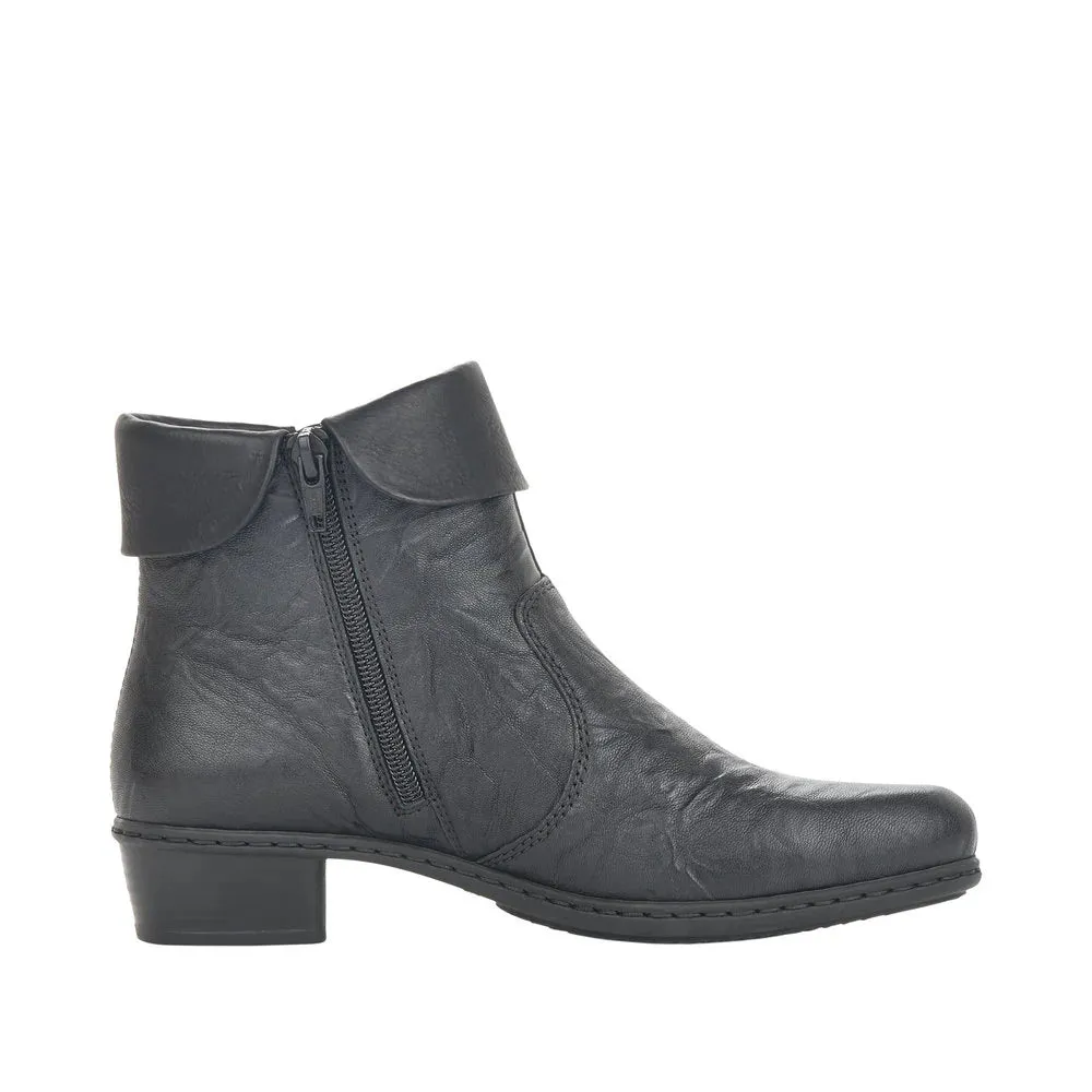 Rieker Schuhe Y07A8-01 Knöchel seitlicher Reißverschluss Bund Schwarz