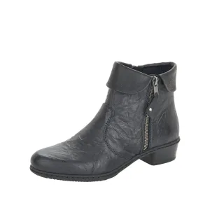Rieker Schuhe Y07A8-01 Knöchel seitlicher Reißverschluss Bund Schwarz