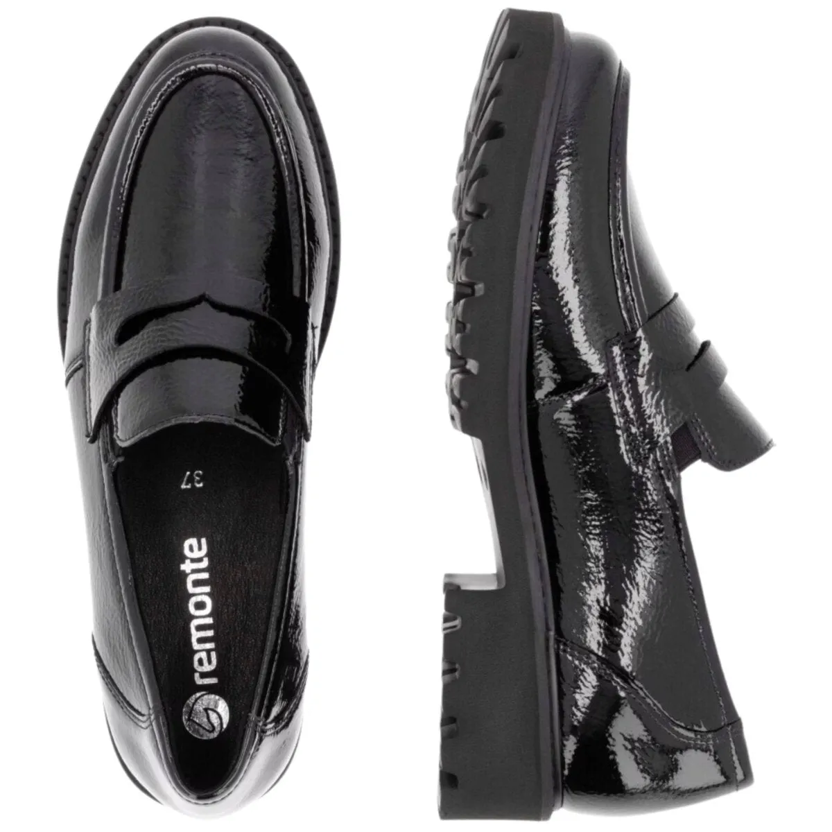 Rieker Damen D8602-00 Hochglanz Schwarz
