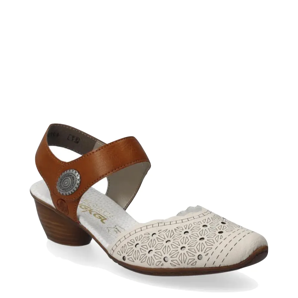 Rieker Damen Mirjam 03 Mary Jane in Creme/Cayenne