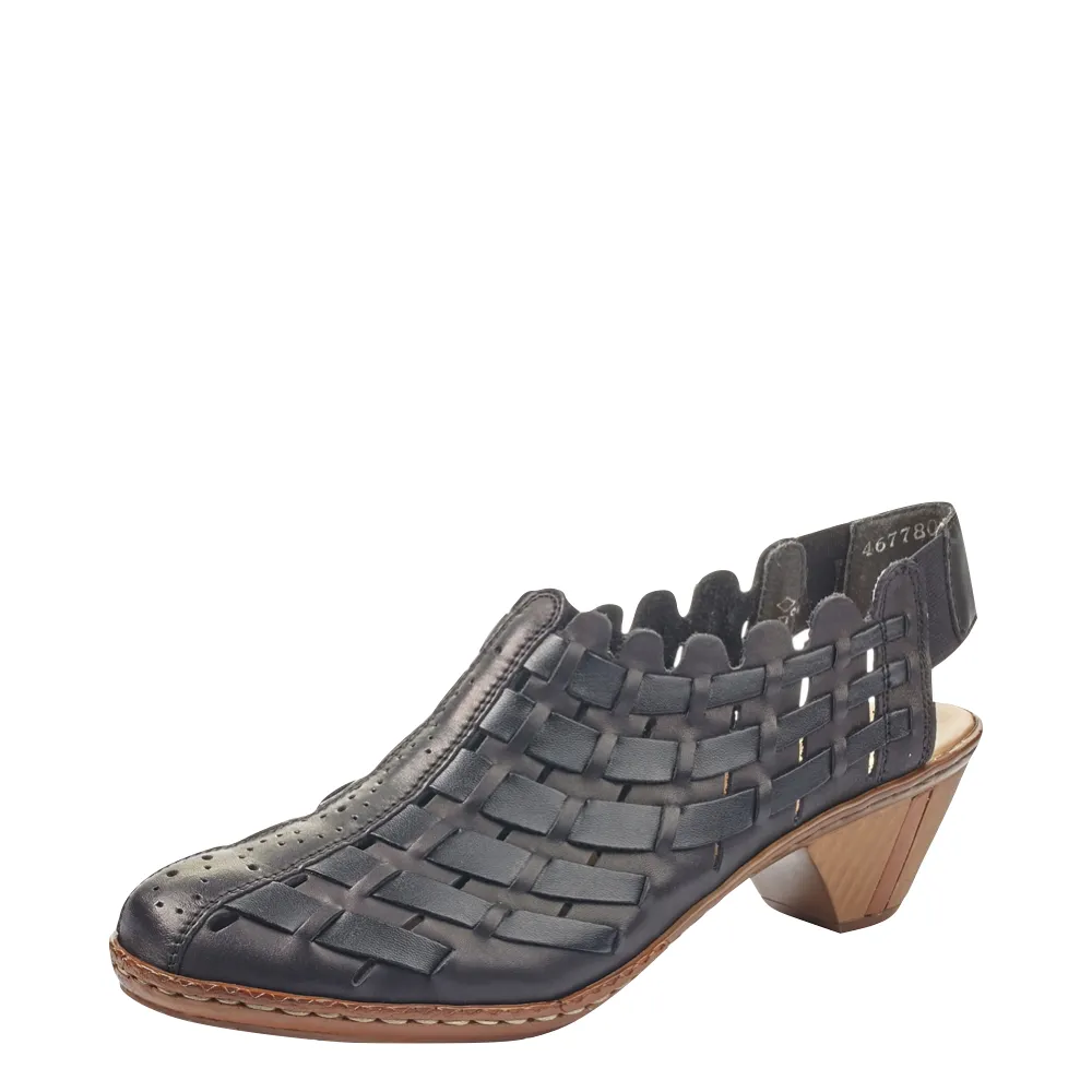 Rieker Damen Sina 78 Geflochtene Slingback-Pumps mit Absatz in Schwarz