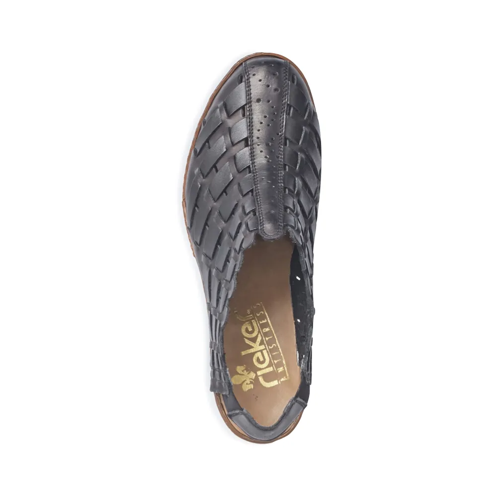 Rieker Damen Sina 78 Geflochtene Slingback-Pumps mit Absatz in Schwarz