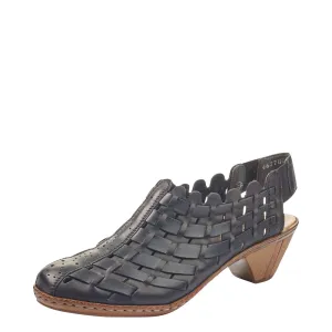 Rieker Damen Sina 78 Geflochtene Slingback-Pumps mit Absatz in Schwarz