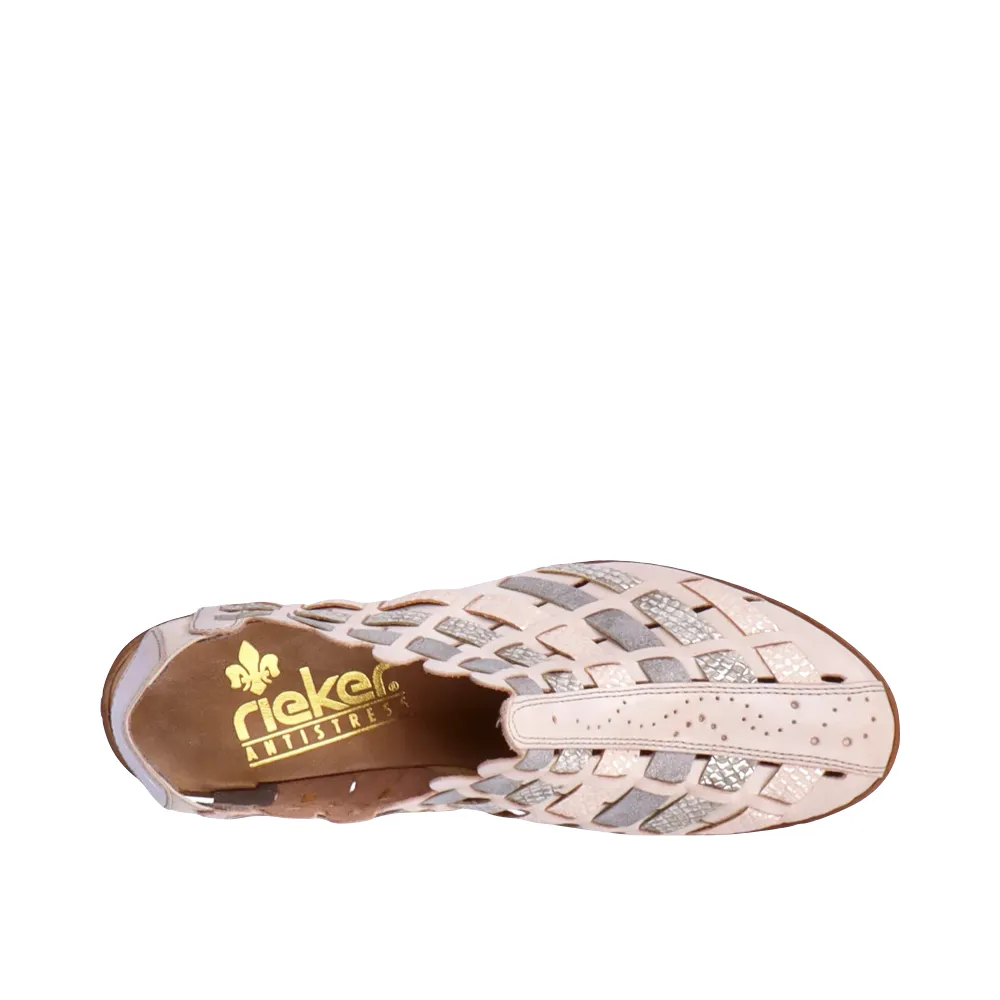 Rieker Damen Sina 78 Geflochtener Slingback mit Absatz in Lehm