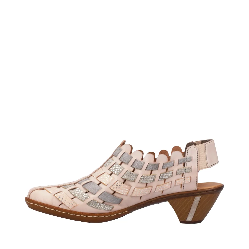 Rieker Damen Sina 78 Geflochtener Slingback mit Absatz in Lehm