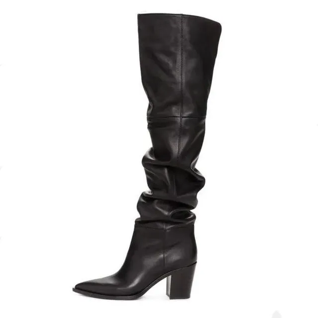 RIZABINA Größe 36-43 Echtleder Damen Over-Knee-Stiefel Modemarke Sexy High Heel Winterschuhe für Damen Party Straßenschuhe Fashion Nova Schuhe
