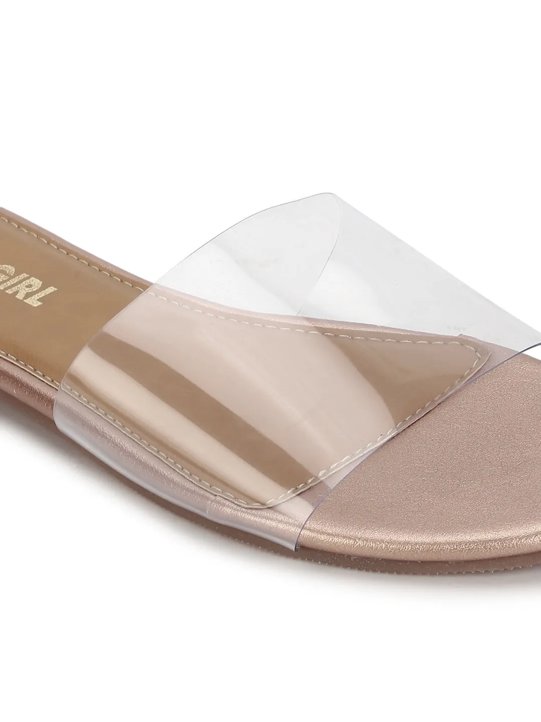 Roségold PU Plexiglas Klare Flats