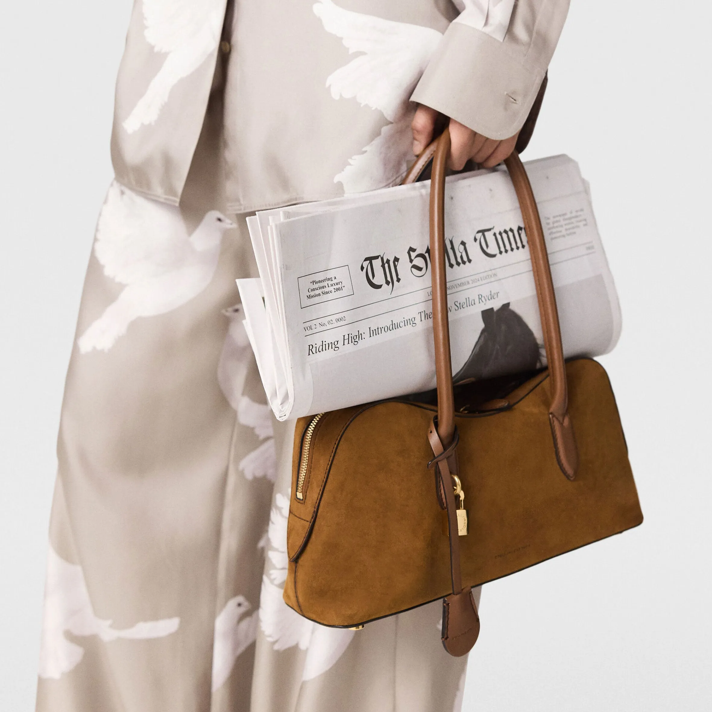 Ryder Schultertasche, Wildleder, Cognac Taschen_Stella Mccartney_Taschen