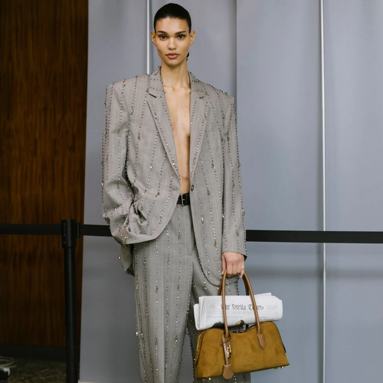 Ryder Schultertasche, Wildleder, Cognac Taschen_Stella Mccartney_Taschen