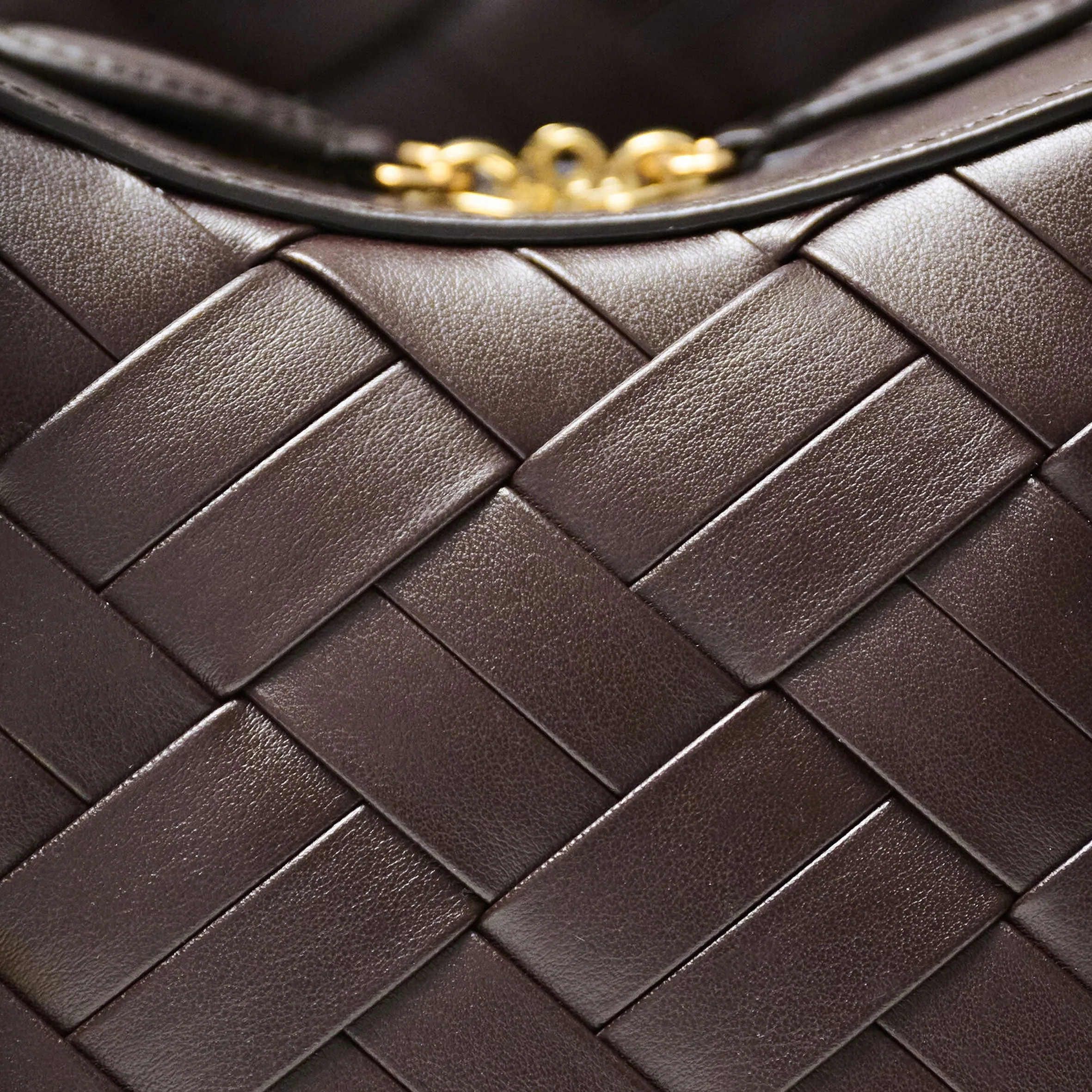 Ryder Gewebte Schultertasche, Schokoladenfarbene Taschen_Stella Mccartney_Taschen