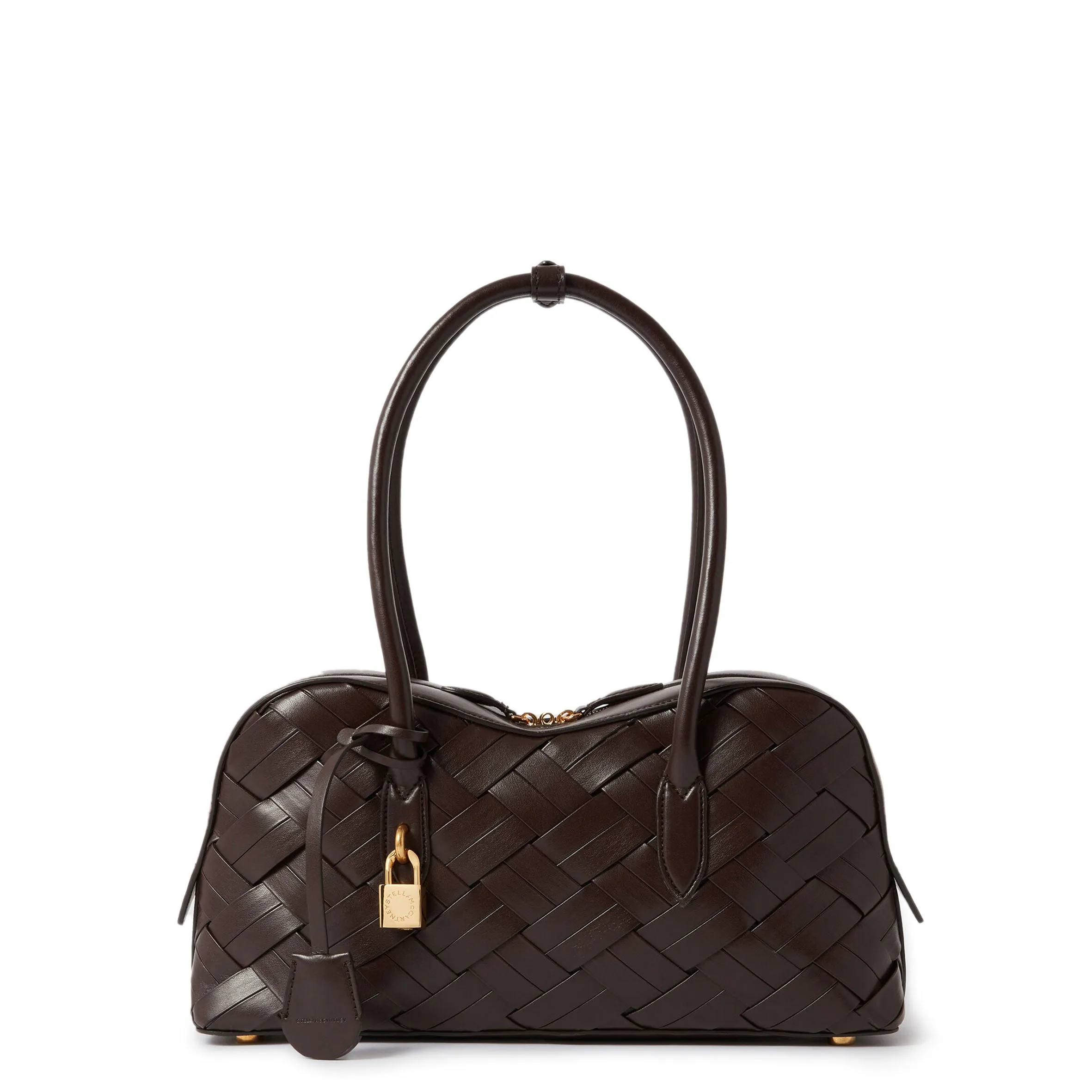 Ryder Gewebte Schultertasche, Schokoladenfarbene Taschen_Stella Mccartney_Taschen