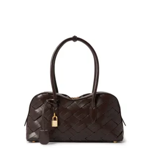 Ryder Gewebte Schultertasche, Schokoladenfarbene Taschen_Stella Mccartney_Taschen