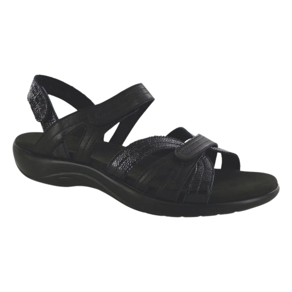 S A S Damen Pier Sepia Schwarz Sand Leder